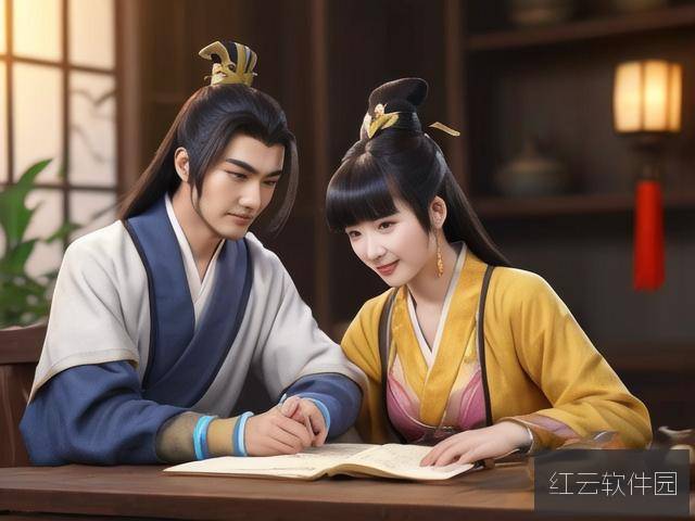 孙尚香蹲下为刘禅辅导功课,一幅描绘母子情深的历史画卷